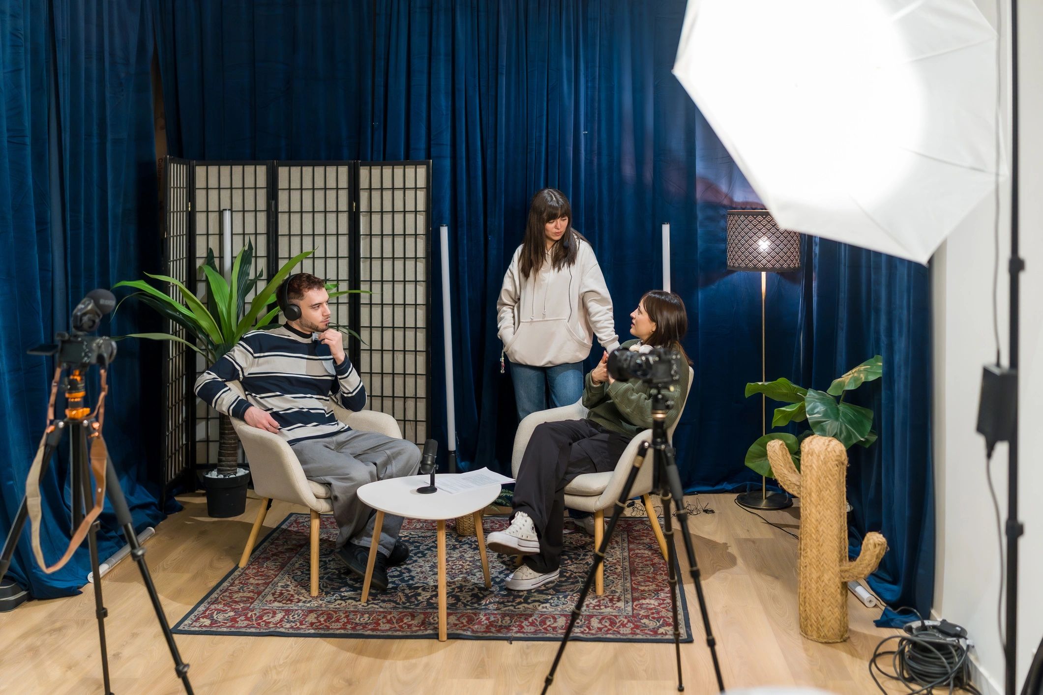 Creative team collaborating in a professional studio environment